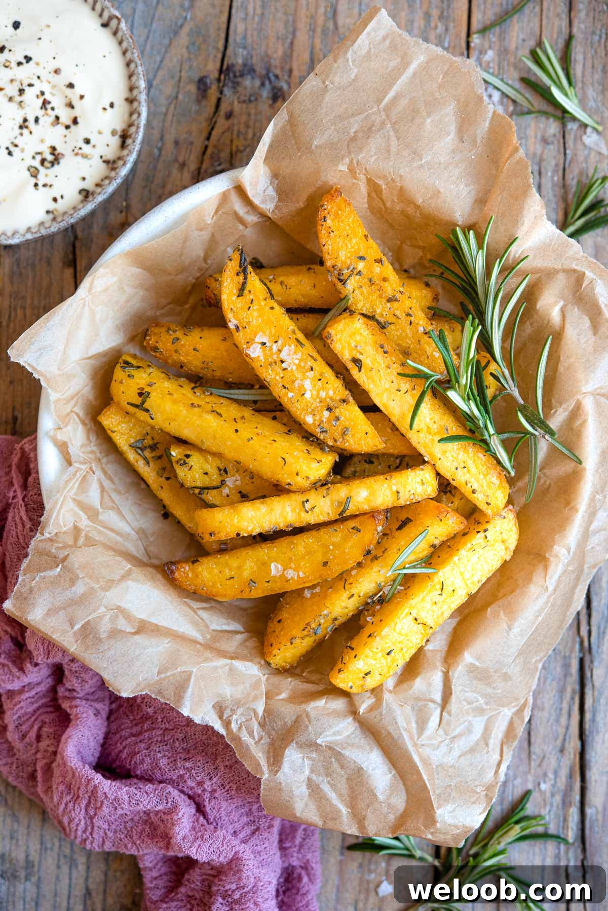 An overhead shot of polenta served as fries in a bowl