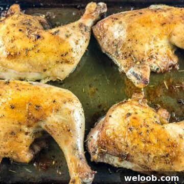 Baked Chicken Leg Quarters on baking tray