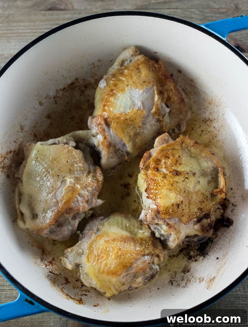 Browned chicken for Chicken and Potatoes Dinner