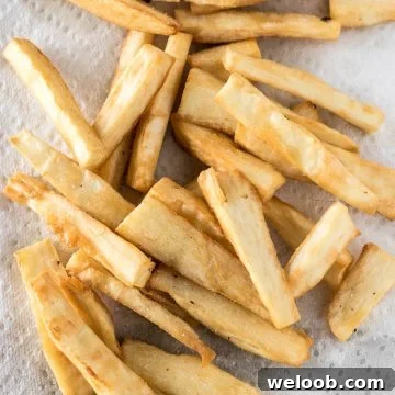 Yuca Fries on a paper towel.
