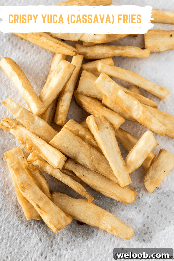 Yuca Fries on Paper Towel