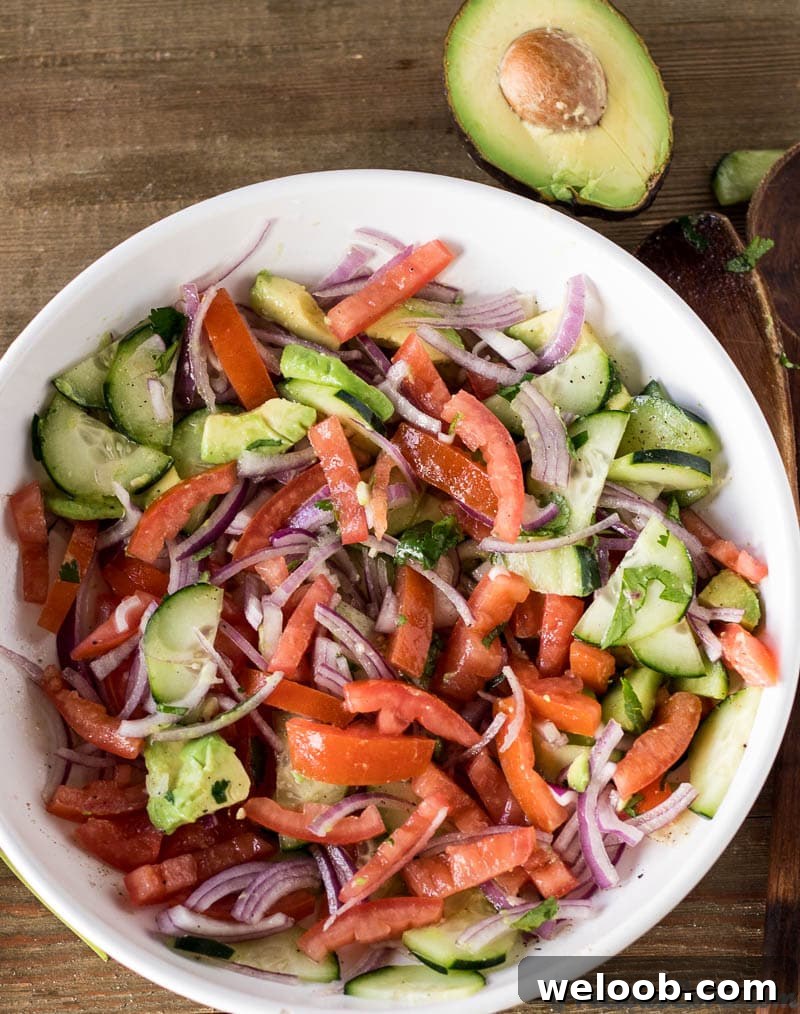 Kachumbari with avocado and cucumber