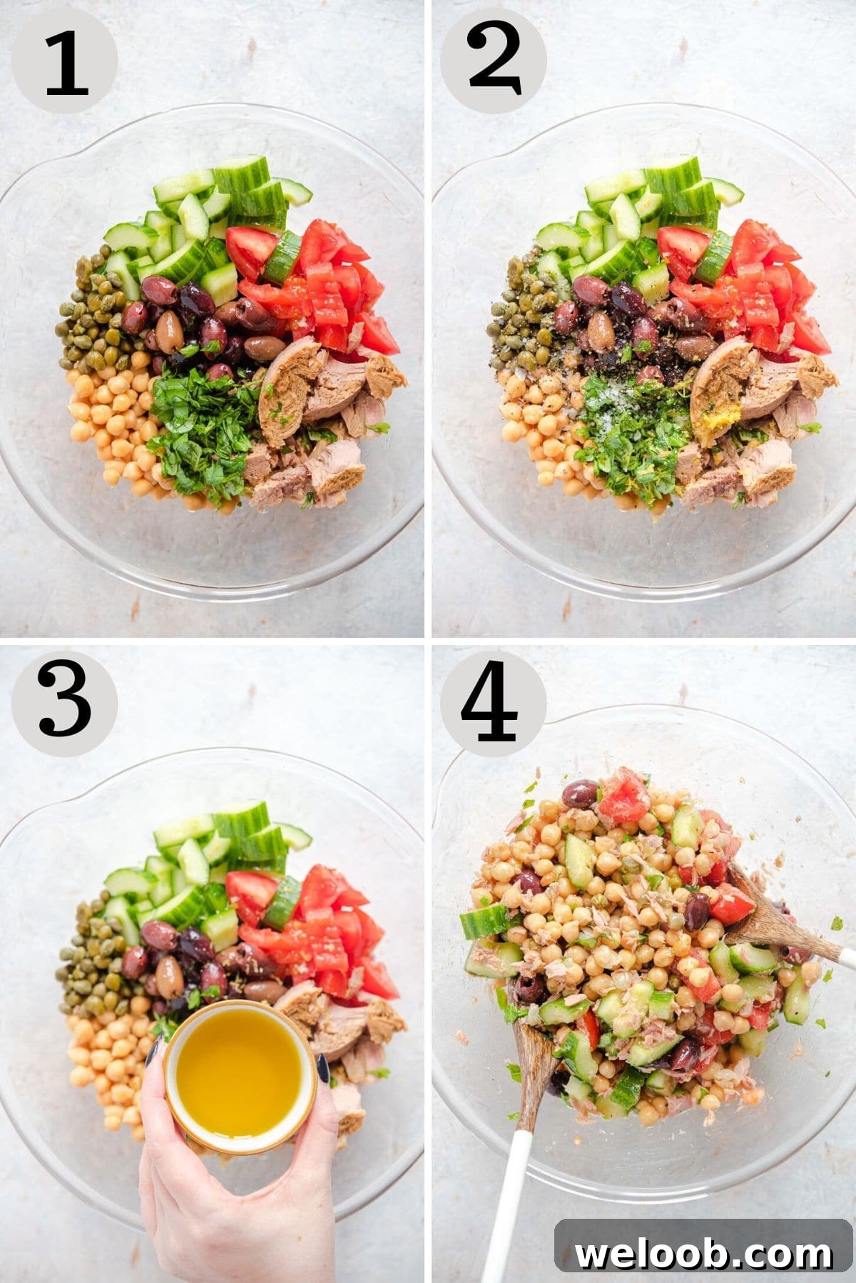 Step by step photos for making a chickpea tuna salad