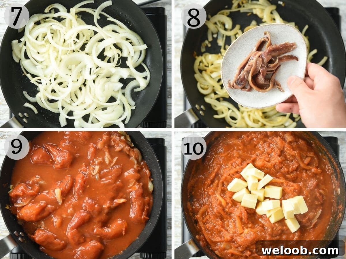 Step by step photos showing how to make the pizza sauce