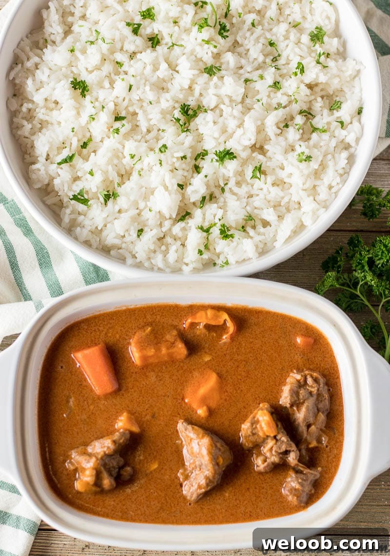 Bowl of African Peanut Stew and Bowl of Rice