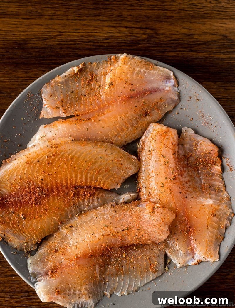 Fillets with seasoning rubbed on