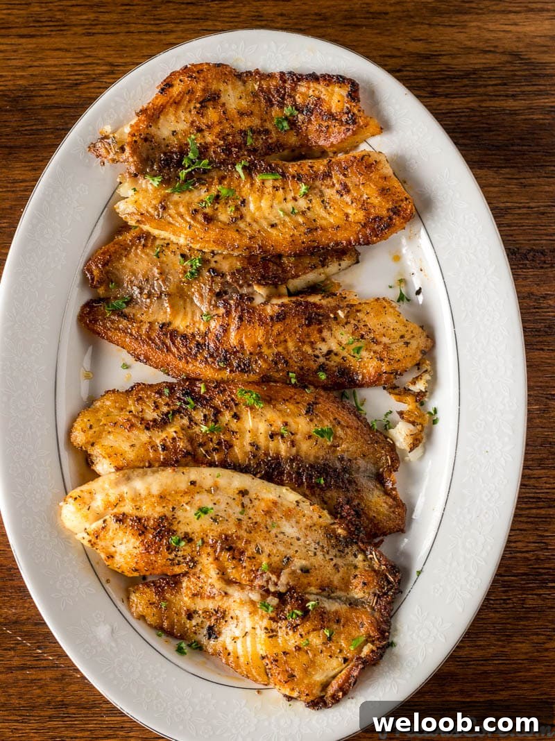 Pan Seared Tilapia on a tray