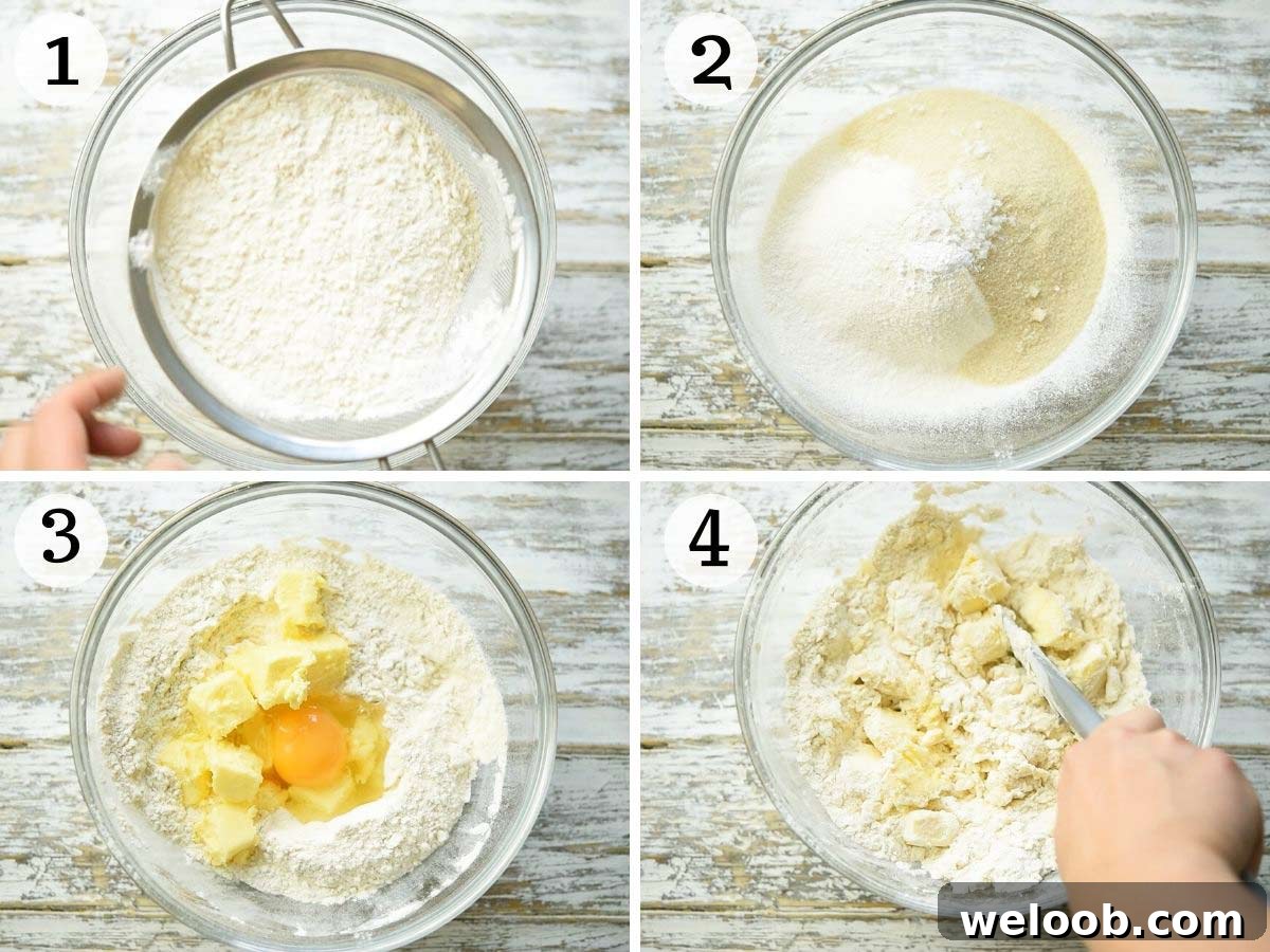 Step by step photos showing how to make pastry dough from scratch