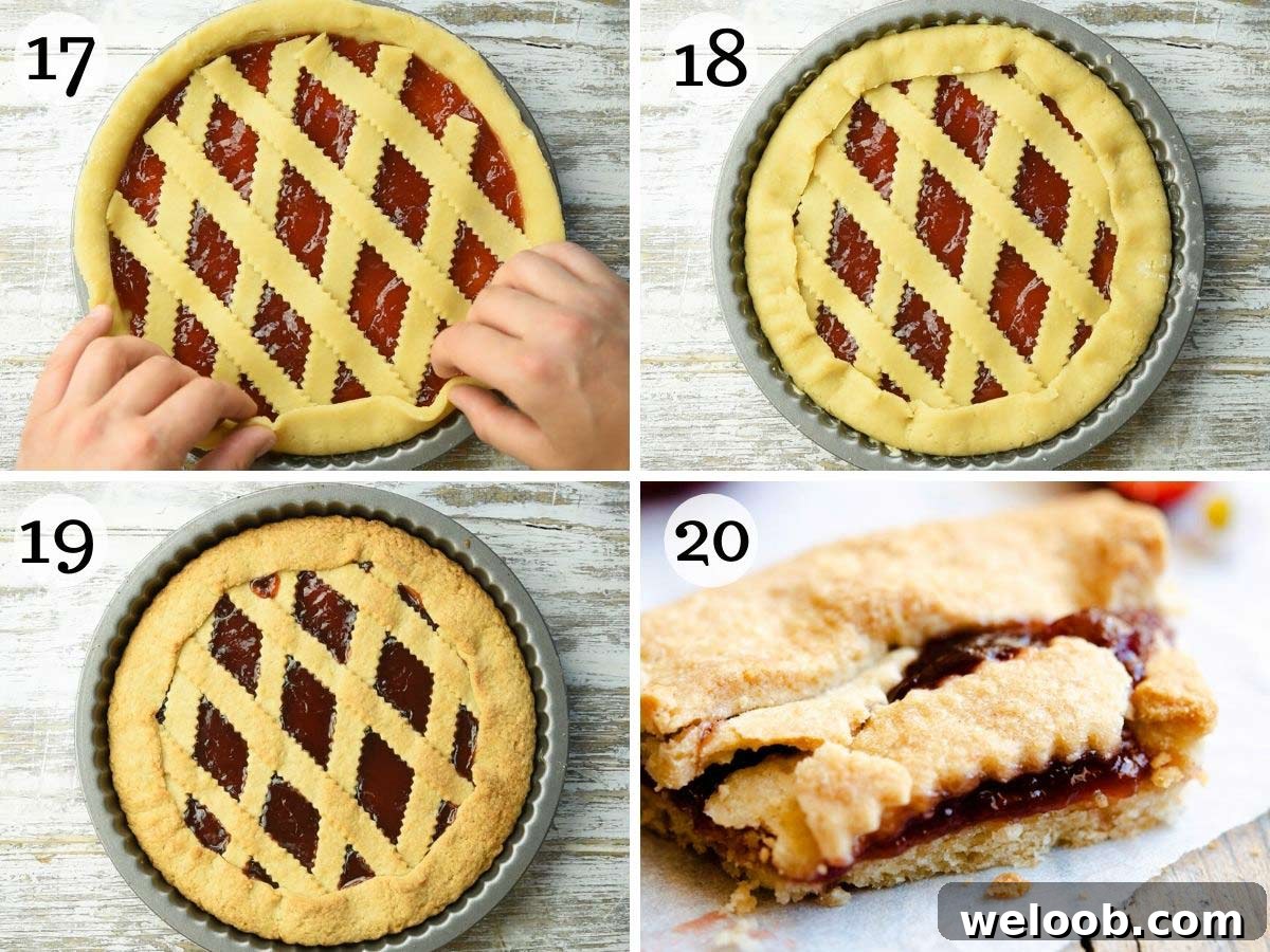 Step by step photos showing how to prepare and bake a crostata