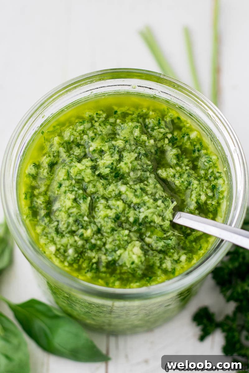 Green seasoning recipe in a jar