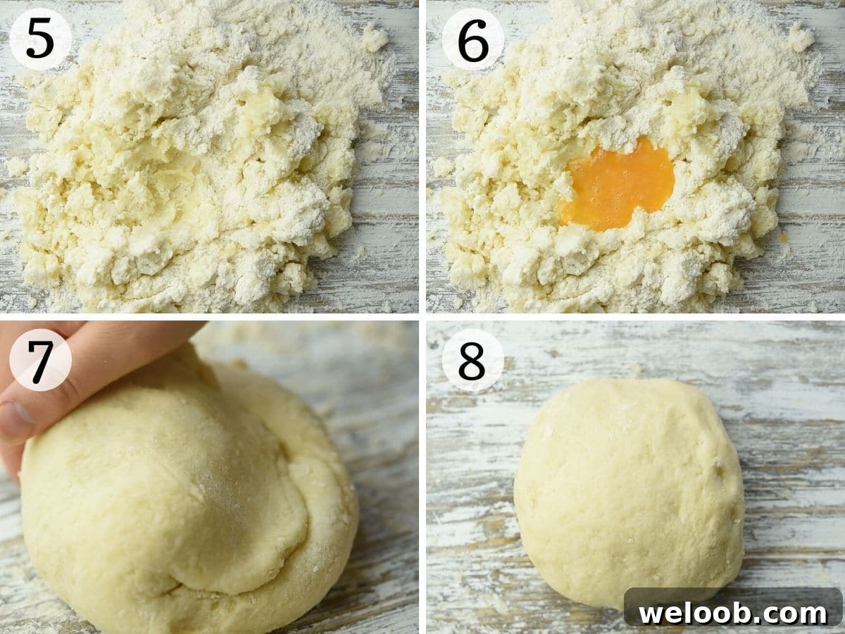 Step by step photos showing how to make gnocchi dough