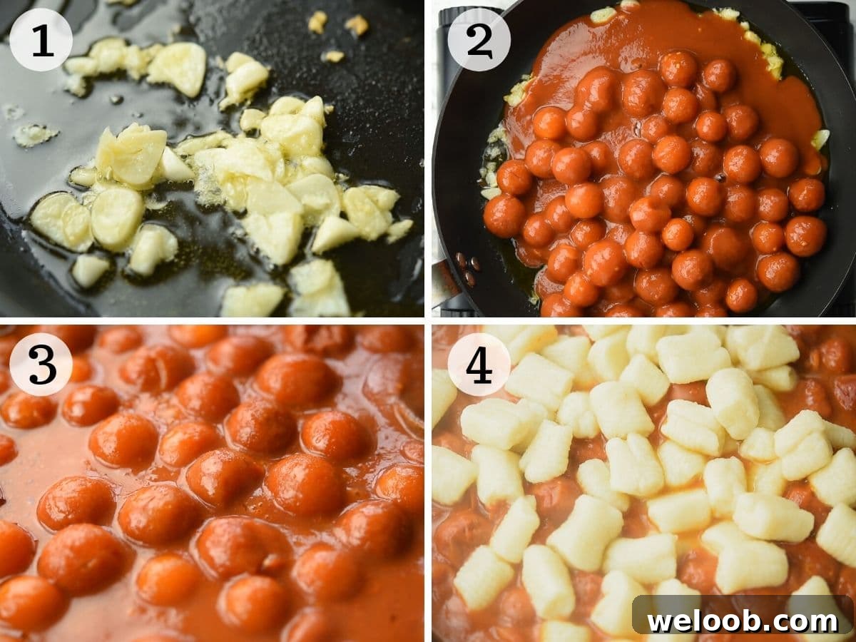 Step by step photos showing how to prepare a tomato sauce