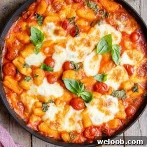 A close up of gnocchi alla sorrentina in a pan