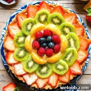 A square image of an Italian fruit tart