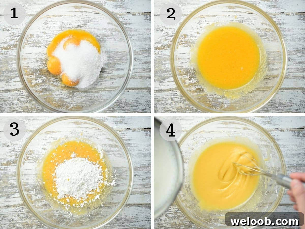 Step by step photos showing how to make pastry cream