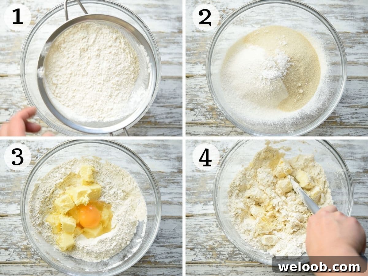 Step by step photos showing how to make shortcrust pastry