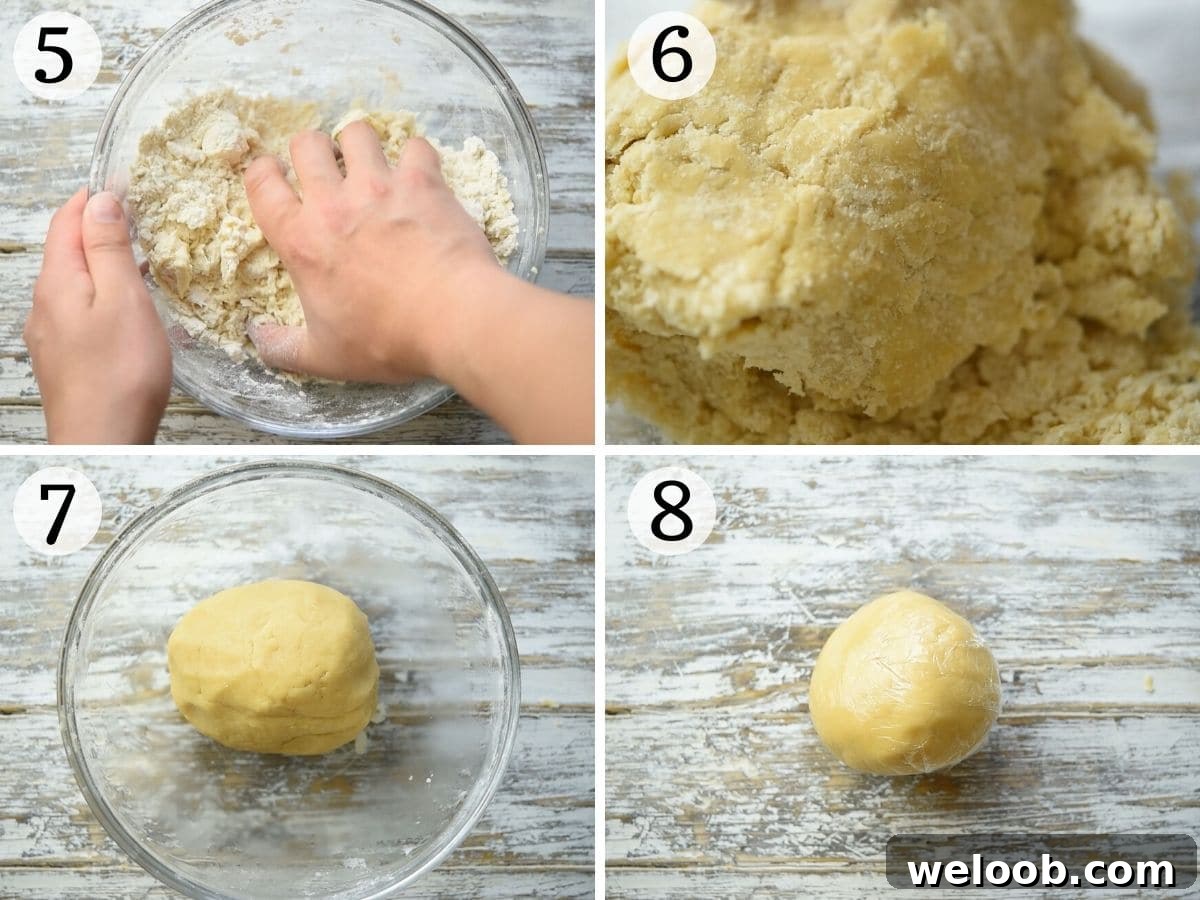 Step by step photos showing how to bring pastry together