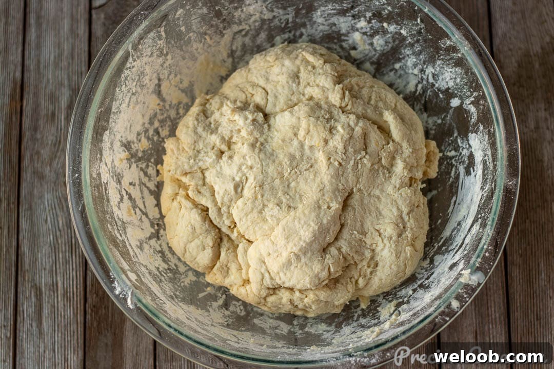 Homemade biscuit dough in a bowl
