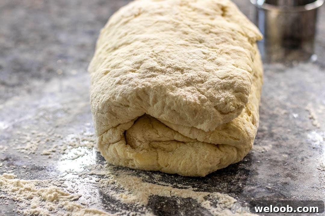 Folded biscuit dough for layers