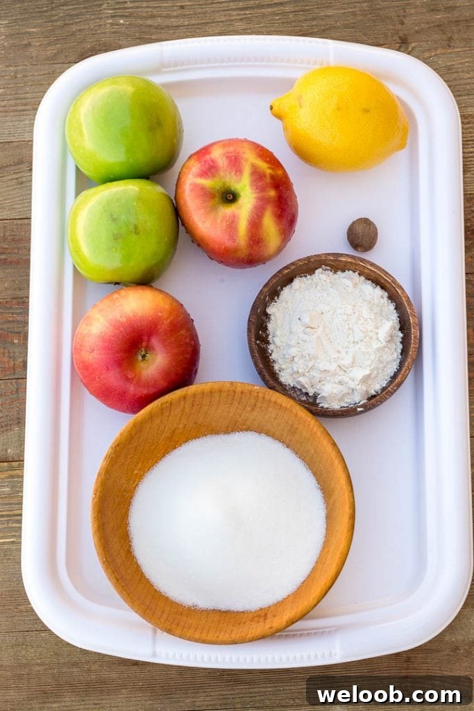 Ingredients for apple pie filling