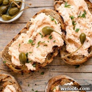 A close up of smoked salmon crostini