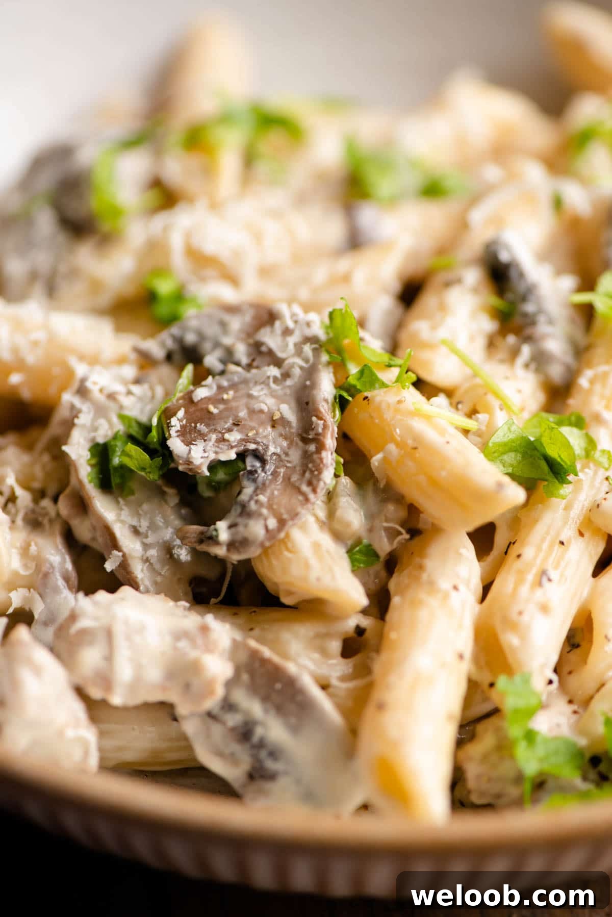 Pasta alla Boscaiola plated