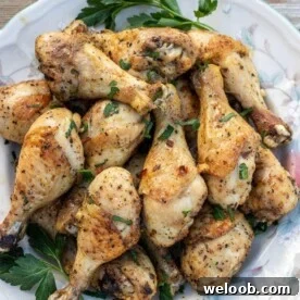 Baked Chicken Drumsticks on a serving platter