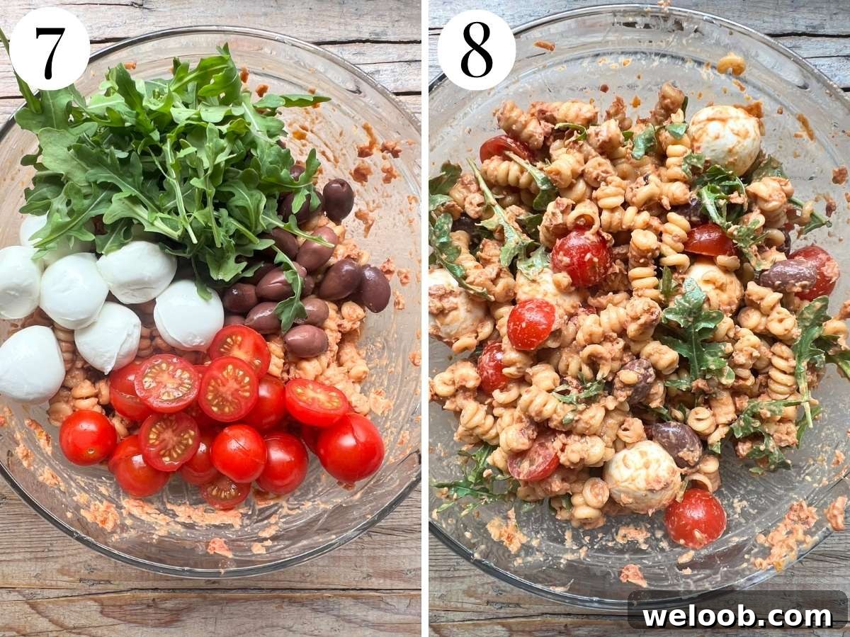 Two photos showing the additional ingredients being added.